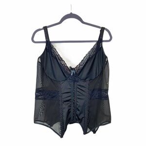 Coquette Diva Bustier Corset Look Black Sexy Vibe Stretch SZ 3X to 4X Sheer Mesh
